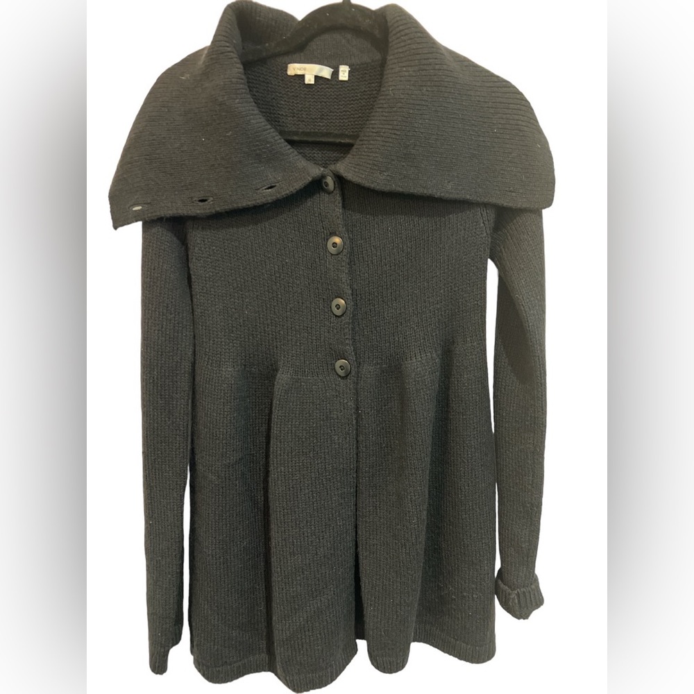 Vince Black shawl/funnel collar cardigan
